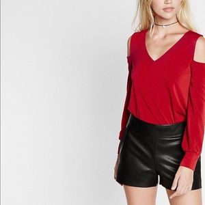 Express Cold Shoulder Red V-neck long sleeve